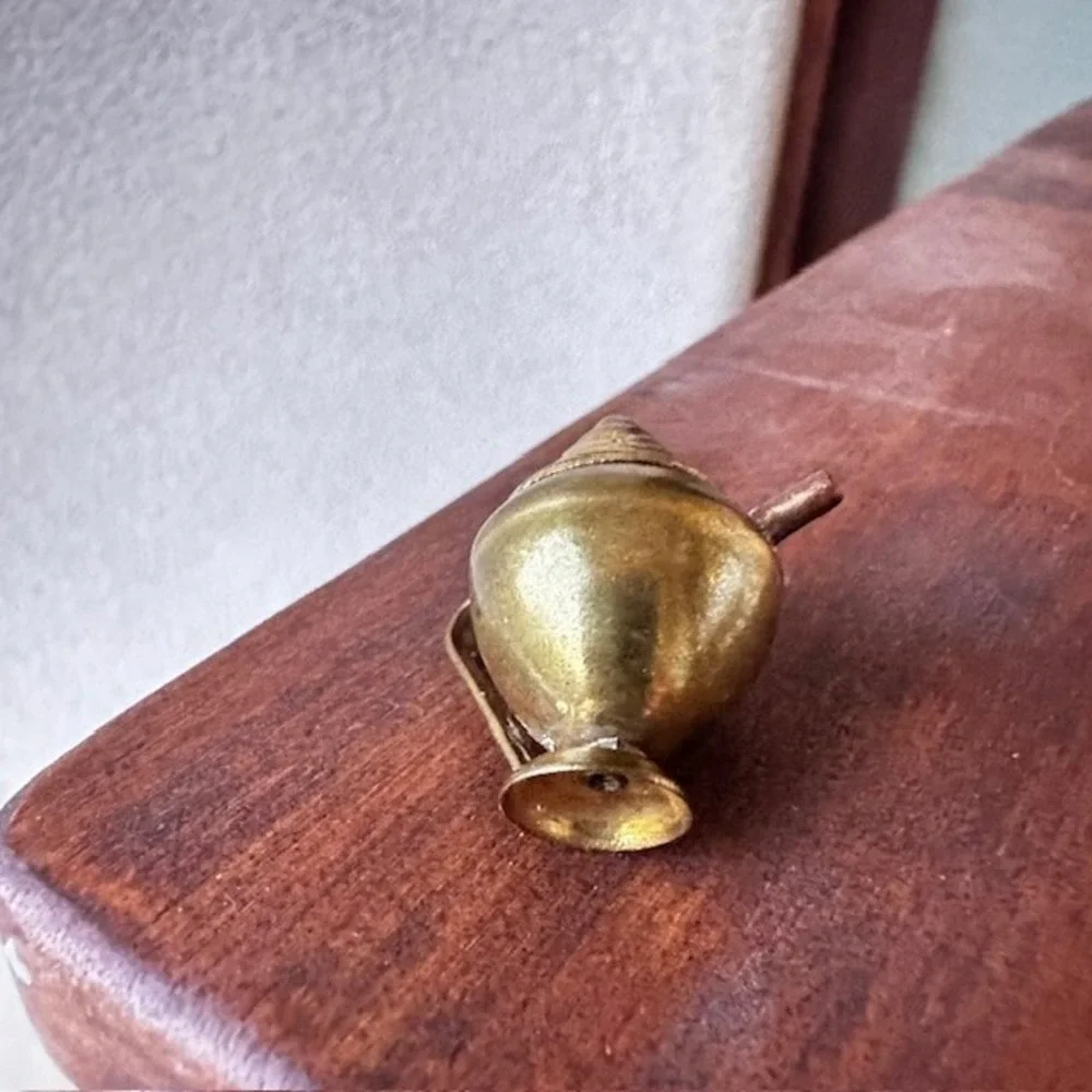 Vintage 1960s Miniature Brass Teapot Cofee Pot with Cone Lid‎ 1.25